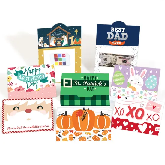 Big Dot of Happiness Assorted Seasonal Cards - All Holiday Assortment Money and Gift Card Holders - Set of 8 {1}