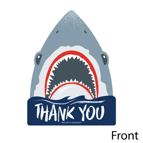 Big Dot of Happiness Shark Zone - Shaped Thank You Cards - Jawsome Birthday Party Thank You Cards with Envelopes - Set of 12 {4}