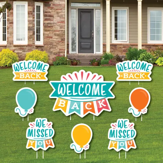 Big Dot of Happiness Welcome Back - Yard Sign and Outdoor Lawn Decorations - We Missed You Yard Signs - Set of 8 {1}
