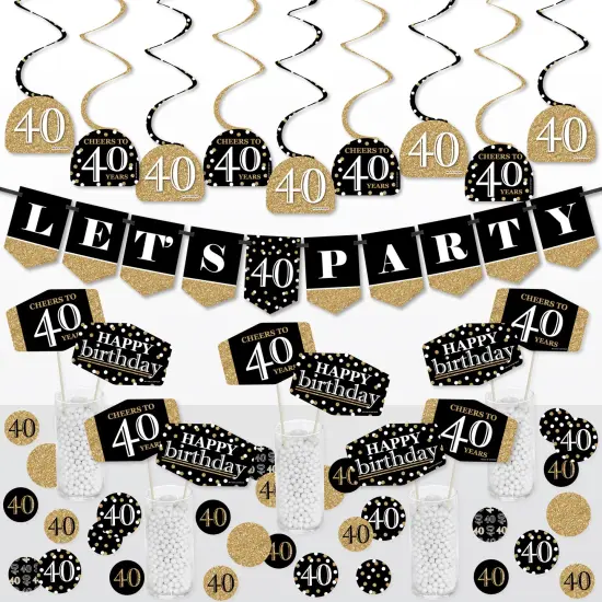 Big Dot of Happiness Adult 40th Birthday - Gold - Birthday Party Supplies Decoration Kit - Decor Galore Party Pack - 51 Pieces {1}