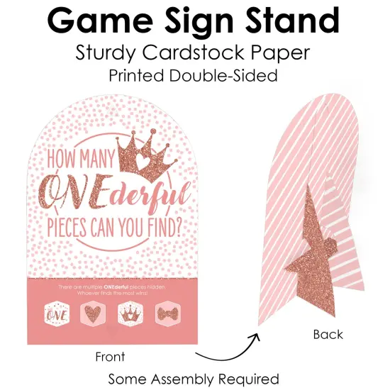 Big Dot of Happiness 1st Birthday Little Miss Onederful - Girl First Birthday Party Scavenger Hunt - 1 Stand and 48 Game Pieces - Hide and Find Game {7}