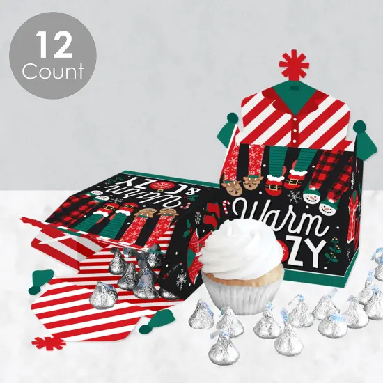 Big Dot of Happiness Christmas Pajamas - Treat Box Party Favors - Holiday Plaid PJ Party Goodie Gable Boxes - Set of 12 {4}