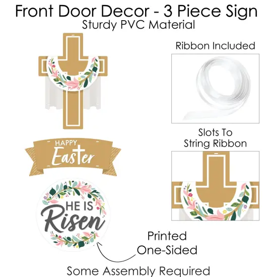 Big Dot of Happiness Religious Easter - Hanging Porch Christian Holiday Party Outdoor Decorations - Front Door Decor - 3 Piece Sign {6}