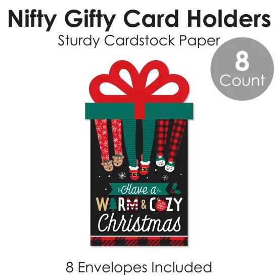 Big Dot of Happiness Christmas Pajamas - Holiday Plaid PJ Party Money and Gift Card Sleeves - Nifty Gifty Card Holders - Set of 8 {6}