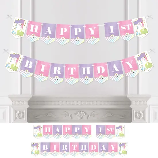 Big Dot of Happiness 1st Birthday Rainbow Unicorn - Magical Unicorn First Birthday Party Bunting Banner - Party Decorations - Happy 1st Birthday {1}