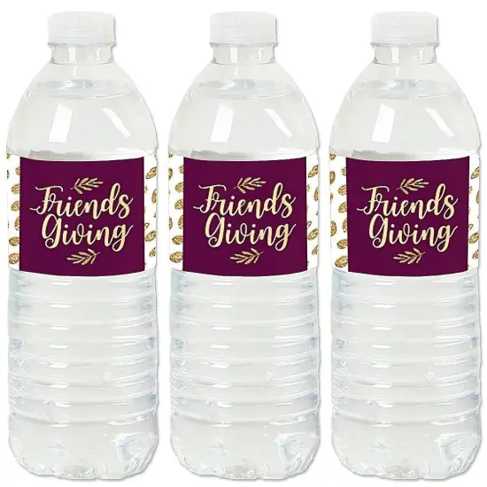 Big Dot of Happiness Elegant Thankful for Friends - Friendsgiving Thanksgiving Party Water Bottle Sticker Labels - Set of 20 {1}