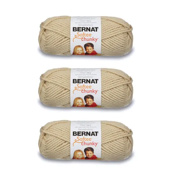 Bernat Softee Chunky Linen Yarn - 3 Pack of 100g/3.5oz - Acrylic - 6 Super Bulky - 108 Yards - Knitting/Crochet {1}