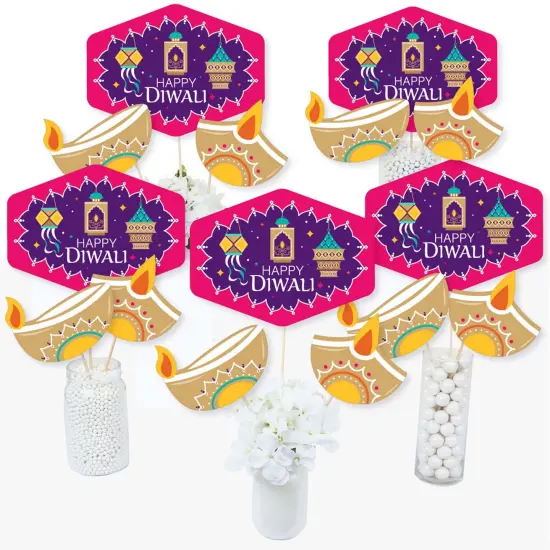Big Dot of Happiness Happy Diwali - Festival of Lights Party Centerpiece Sticks - Table Toppers - Set of 15 {3}