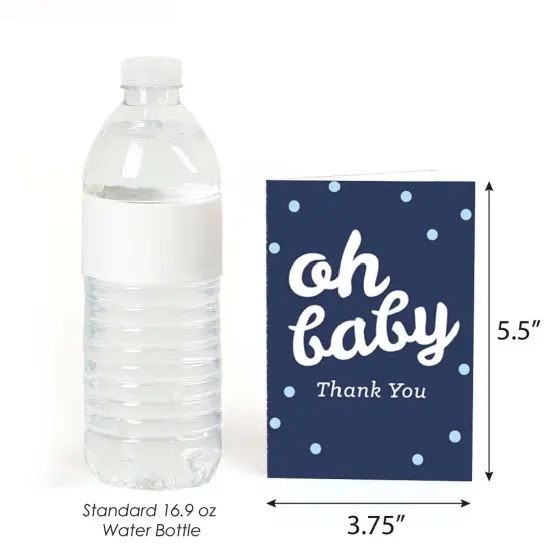 Big Dot of Happiness Hello Little One - Blue and Silver - Boy Baby Shower Thank You Cards (8 count) {4}
