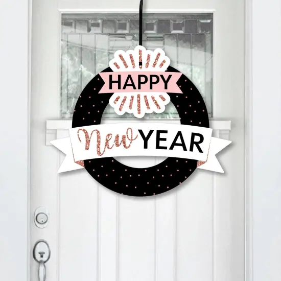 Big Dot of Happiness Rose Gold Happy New Year - Outdoor New Years Eve Party Decor - Front Door Wreath {1}