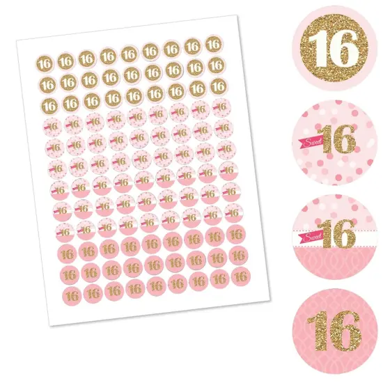 Big Dot of Happiness Sweet 16 - 16th Birthday Party Round Candy Sticker Favors - Labels Fits Chocolate Candy (1 sheet of 108) {3}