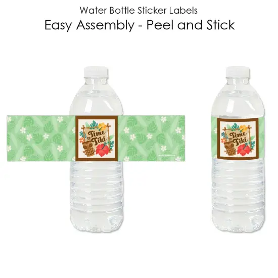 Big Dot of Happiness Tropical Luau - Hawaiian Beach Party Water Bottle Sticker Labels - Set of 20 {3}