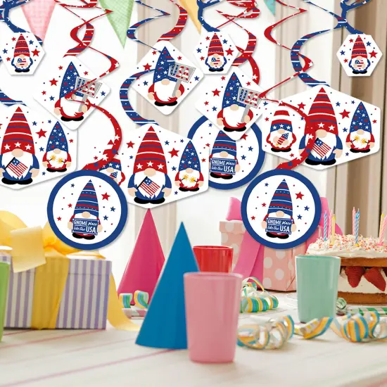 Big Dot of Happiness Patriotic Gnomes - Holiday Gnome Party Hanging Decor - Party Decoration Swirls - Set of 40 {3}