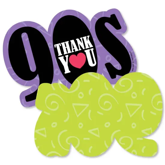Big Dot of Happiness 90's Throwback - Shaped Thank You Cards - 1990s Party Thank You Note Cards with Envelopes - Set of 12 {1}