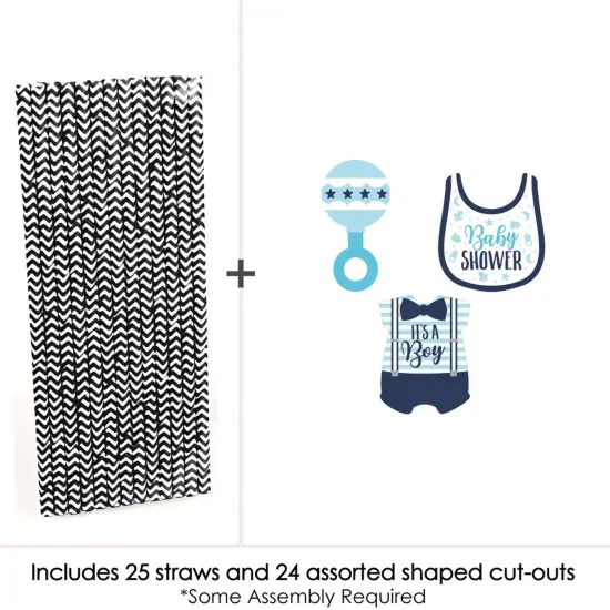 Big Dot of Happiness It's A Boy - Paper Straw Decor - Blue Baby Shower Striped Decorative Straws - Set of 24 {4}