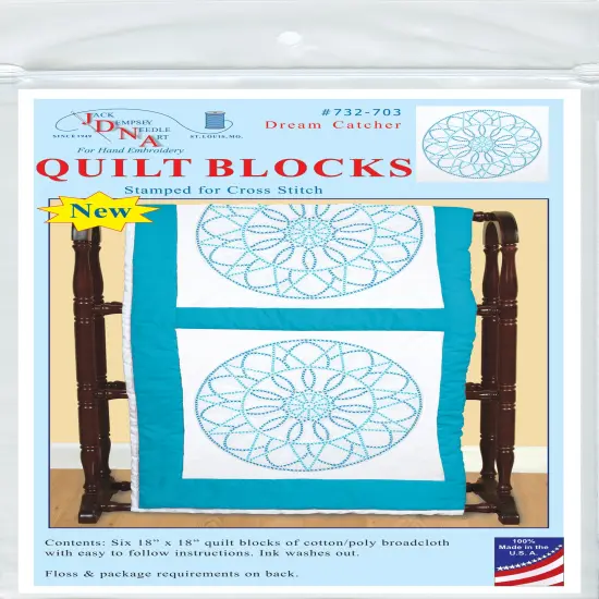 Jack Dempsey Stamped White Quilt Blocks 18"X18" 6/Pkg-XX Dream Catcher {1}