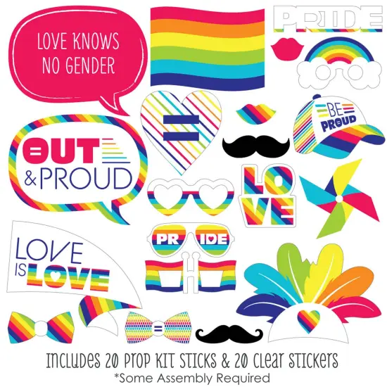 Big Dot of Happiness Love is Love - Pride - Rainbow Party Photo Booth Props Kit - 20 Count {3}