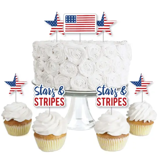 Big Dot of Happiness Stars & Stripes - Dessert Cupcake Toppers - Memorial Day & 4th of July USA Patriotic Party Clear Treat Picks - Set of 24 {1}