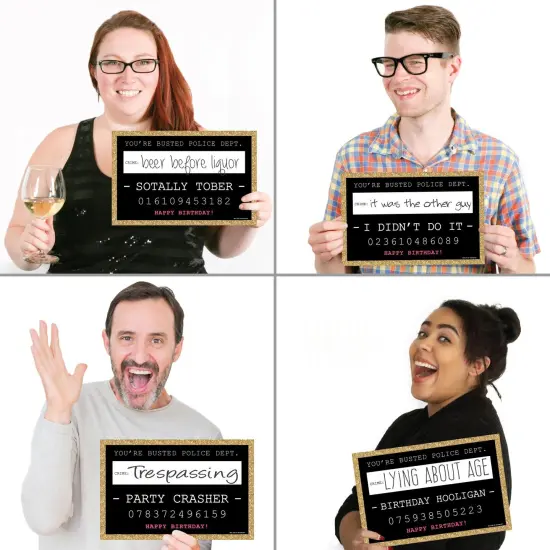 Big Dot of Happiness Chic Birthday Party Mug Shots - Black and Gold - Photo Booth Props Party Mugshot Signs - 20 Count {4}