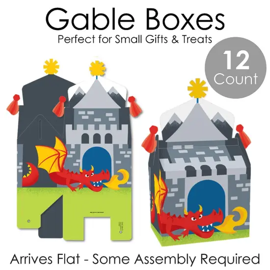 Big Dot of Happiness Calling All Knights and Dragons - Treat Box Party Favors - Medieval Party or Birthday Party Goodie Gable Boxes - Set of 12 {7}