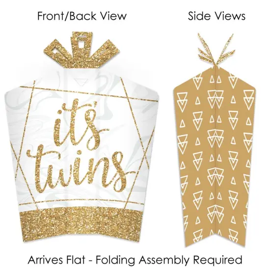 Big Dot of Happiness It's Twins - Table Decorations - Gold Twins Baby Shower Fold and Flare Centerpieces - 10 Count {3}