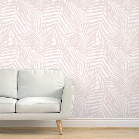 Peel & Stick Wallpaper 2FT Wide Blush Tropical Palm Leaves Botanical Jungle Abstract Bohemian Custom Removable Wallpaper by Spoonflower {5}