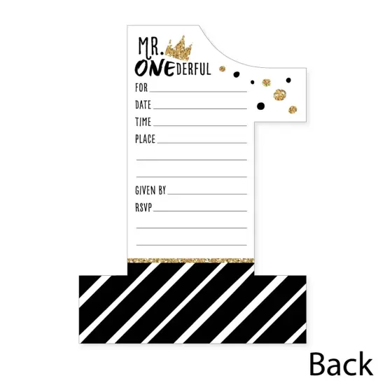 Big Dot of Happiness 1st Birthday Little Mr. Onederful - Shaped Fill-In Invites - Boy First Birthday Party Invitation Cards with Envelopes - Set of 12 {6}