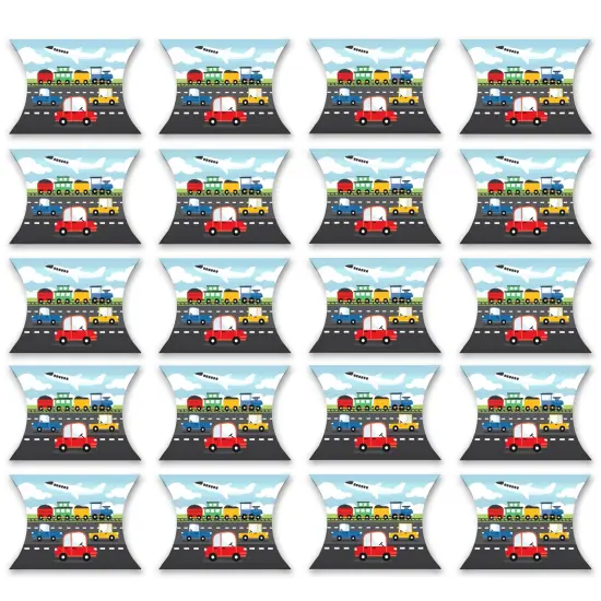 Big Dot of Happiness Cars, Trains, and Airplanes - Favor Gift Boxes - Transportation Birthday Party Petite Pillow Boxes - Set of 20 {6}