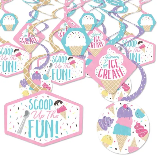 Big Dot of Happiness Scoop Up the Fun - Ice Cream - Sprinkles Party Hanging Decor - Party Decoration Swirls - Set of 40 {1}