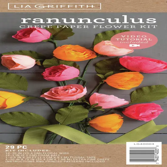 Lia Griffith Crepe Paper Flower Kit-Ranunculus {1}