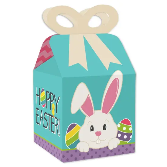 Big Dot of Happiness Hippity Hoppity - Square Favor Gift Boxes - Easter Bunny Party Bow Boxes - Set of 12 {1}