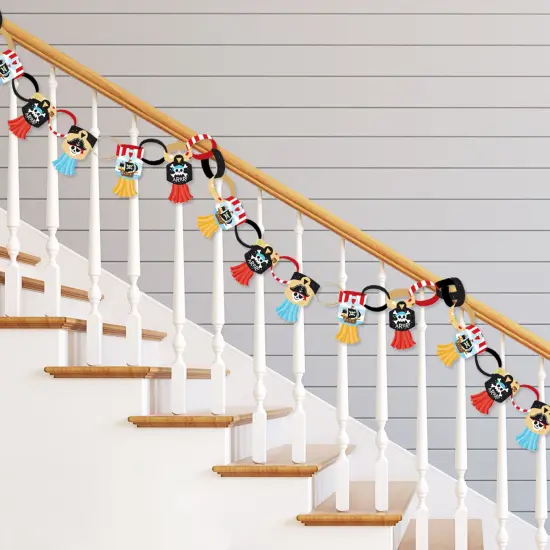 Big Dot of Happiness Pirate Ship Adventures - 90 Chain Links and 30 Paper Tassels Decoration Kit - Skull Birthday Party Paper Chains Garland - 21 feet {3}