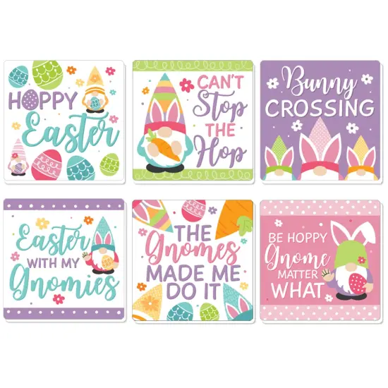 Big Dot of Happiness Easter Gnomes - Funny Spring Bunny Party Decorations - Drink Coasters - Set of 6 {1}