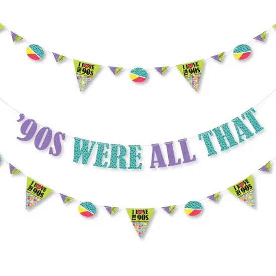 Big Dot of Happiness 90's Throwback - 1990's Party Letter Banner Decoration - 36 Banner Cutouts and '90's were All That Banner Letters {1}