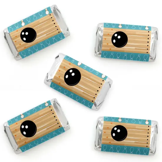 Big Dot of Happiness Strike Up the Fun - Bowling - Mini Candy Bar Wrapper Stickers - Birthday Party or Baby Shower Small Favors - 40 Count {1}