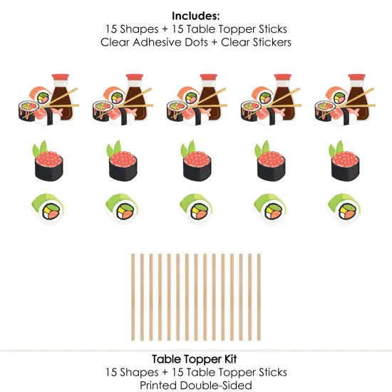 Big Dot of Happiness Let's Roll - Sushi - Japanese Party Centerpiece Sticks - Table Toppers - Set of 15 {7}