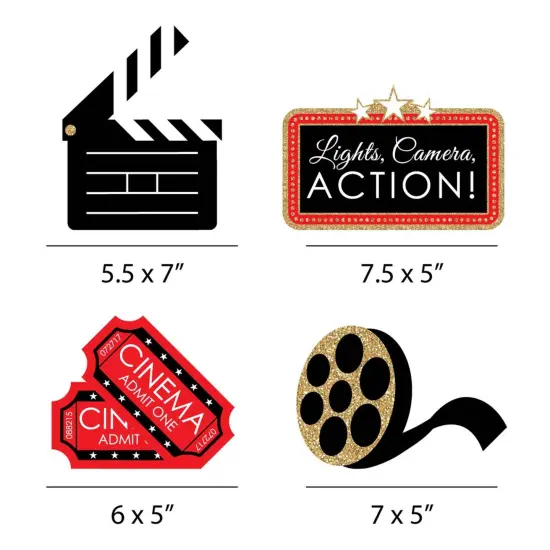Big Dot of Happiness Red Carpet - Clapboard, Movie Tickets and Film Reel Decorations DIY Movie Night Party Essentials - Set of 20 {7}