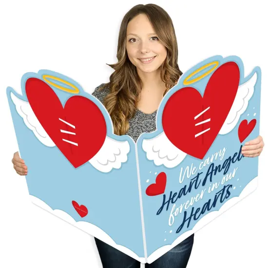 Big Dot of Happiness Heart Angel - Sympathy Giant Greeting Card - Big Shaped Jumborific Card {1}