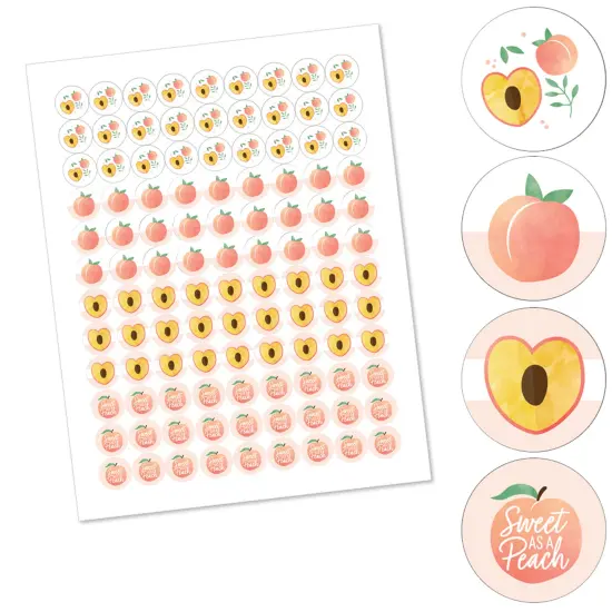 Big Dot of Happiness Sweet as a Peach - Fruit Themed Baby Shower or Birthday Party Round Candy Sticker Favors - Labels Fits Chocolate Candy 108 Ct {3}
