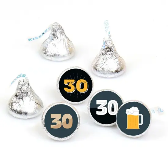 Big Dot of Happiness Cheers and Beers to 30 Years - 30th Birthday Party Round Candy Sticker Favors - Labels Fits Chocolate Candy (1 sheet of 108) {1}