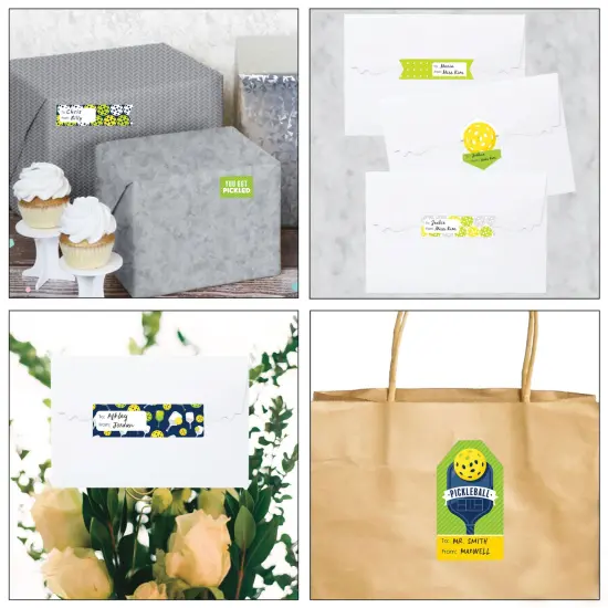 Big Dot of Happiness Let&rsquo;s Rally - Pickleball Assorted Birthday or Retirement Party Gift Tag Labels - To and From Stickers - 12 Sheets - 120 Stickers {7}