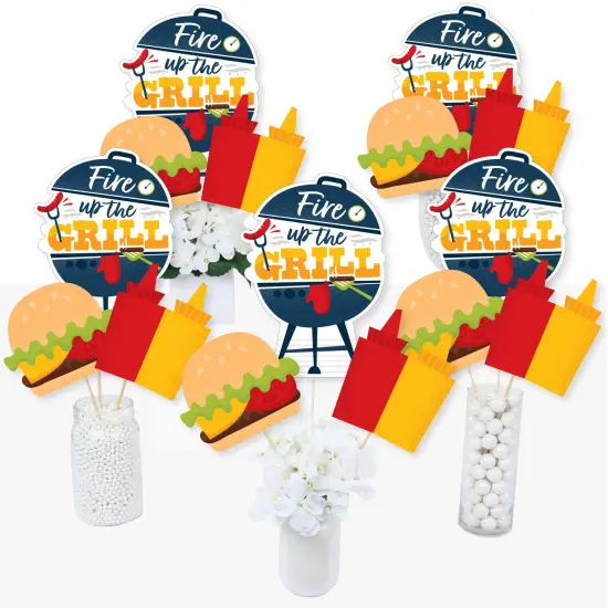 Big Dot of Happiness Fire Up the Grill - Summer BBQ Picnic Party Centerpiece Sticks - Table Toppers - Set of 15 {3}