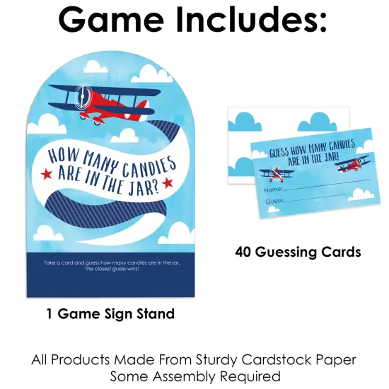 Big Dot of Happiness Taking Flight - Airplane - How Many Candies Vintage Plane Baby Shower or Birthday Party Candy Guessing Game {4}