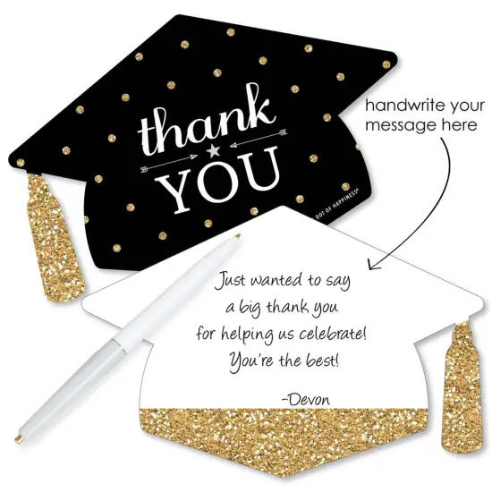 Big Dot of Happiness Gold - Tassel Worth The Hassle - Shaped Thank You Cards - Graduation Party Thank You Note Cards with Envelopes - Set of 12 {3}