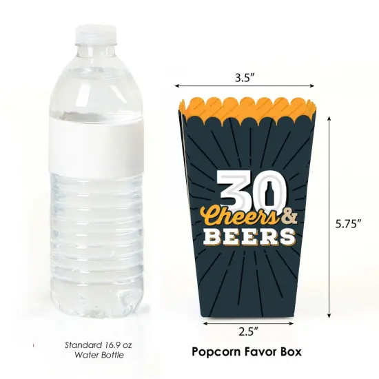 Big Dot of Happiness Cheers and Beers to 30 Years - 30th Birthday Party Favor Popcorn Treat Boxes - Set of 12 {3}