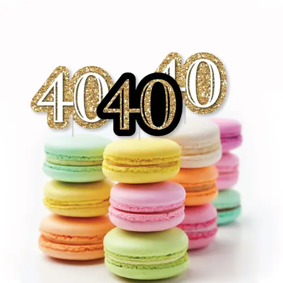 Big Dot of Happiness Adult 40th Birthday - Gold - Dessert Cupcake Toppers - Birthday Party Clear Treat Picks - Set of 24 {6}