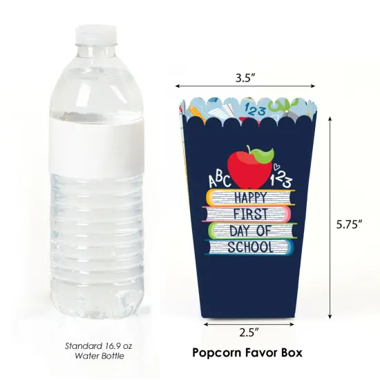 Big Dot of Happiness First Day of School - Back to School Classroom Decorations Favor Popcorn Treat Boxes - Set of 12 {3}