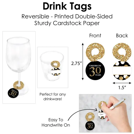 Big Dot of Happiness Adult 30th Birthday - Gold - Birthday Party Paper Charger and Table Decorations - Chargerific Kit - Place Setting for 8 {7}