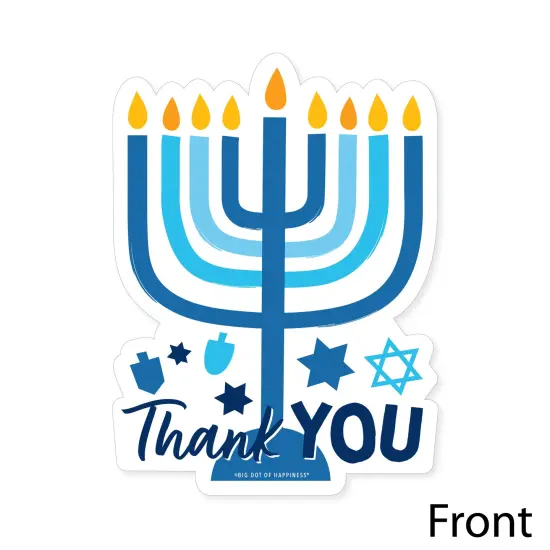 Big Dot of Happiness Hanukkah Menorah - Shaped Thank You Cards - Chanukah Holiday Party Thank You Note Cards with Envelopes - Set of 12 {4}