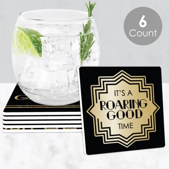 Big Dot of Happiness Roaring 20's - Funny 1920s Art Deco Jazz Party Decorations - Drink Coasters - Set of 6 {3}